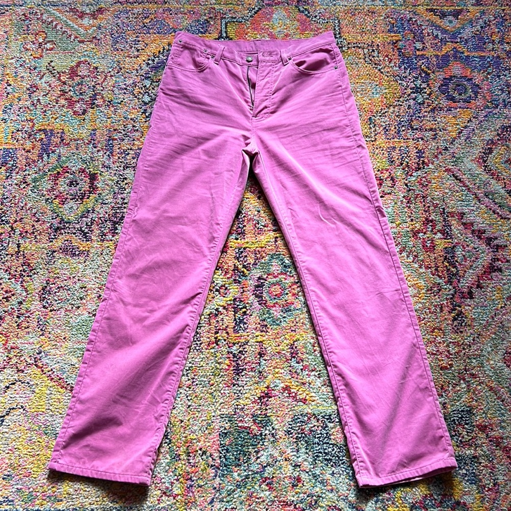 Dries Van Noten Pink Slightly Velvet Jeans